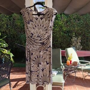 Enfocus Studio Black and Cream Patterned Midi Dress